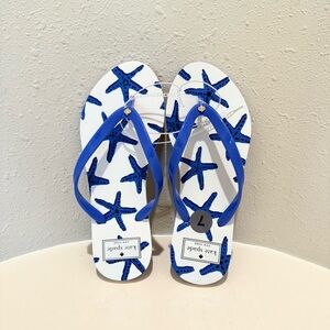 Kate Spade Nova Dancing Starfish Print Blue White Women’s Slides Size 7 NWT